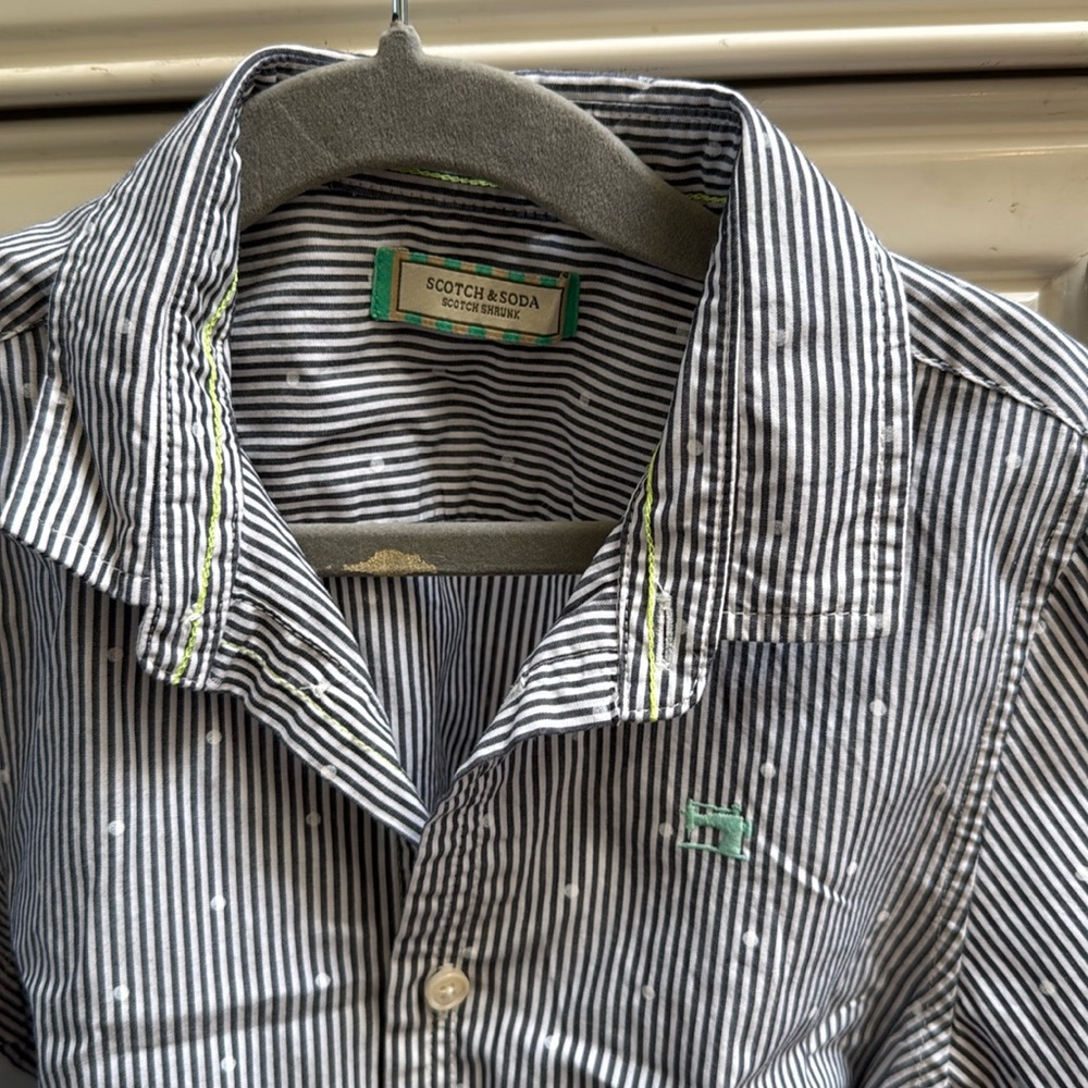 Scotch and soda striped and polka dot boys button down - size 6.